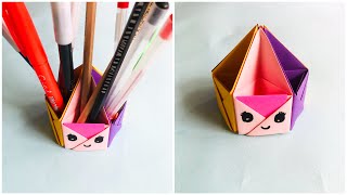 How to Make Easy Pen Holder  Diy paper Pen Holder Craft  Easy Paper Origami Tutorial [upl. by Yasmine501]