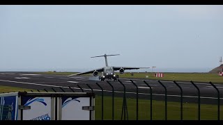 Difficult Landing for Portuguese Air Force Pilots Embraer KC390 Crosswind Lajes Terceira Azores [upl. by Alexa]