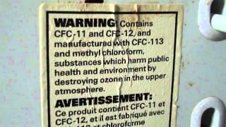 Chlorofluorocarbon quotCFCquot Warning on a Freezer [upl. by Birgitta764]