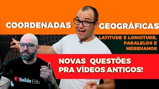 Questões NOVAS de Geografia pro ENEM  Coordenadas Geográficas Latitude Paralelos e Meridianos [upl. by Neri]