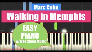 Walking in Memphis  Easy Piano Solo ArrangementTutorial with Free Sheet Music Synthesia [upl. by Petty172]