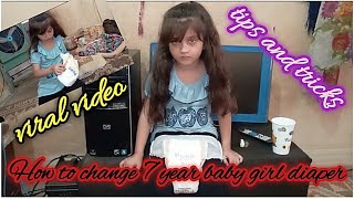 How to change 7 year baby girl daiperlchange 7 year old wearing diaperdiaper girl tips and tricks [upl. by Secunda]