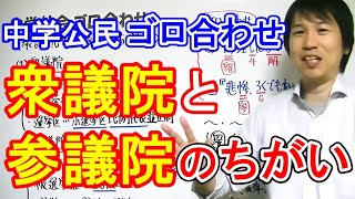 中学社会【ゴロ合わせ】公民「衆議院と参議院のちがい」 [upl. by Nylaroc305]