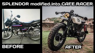 SPLENDOR modified into CAFE RACER  NIKHIL CUSTOM MOTORCYCLES [upl. by Enautna963]