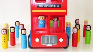 Double decker London bus wooden toy educational video learn colors 3d geometrical shapes [upl. by Simonne]