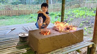 How to make a Clay Oven Building a Dream Kitchen Orphan Boy Living Off Grid  Primitive Technology [upl. by Fokos]