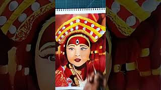 Living Goddess Kumari 🇳🇵 kumari nepal art painting ytshorts [upl. by Fachan266]