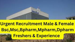 Urgent BscMscBpharmMpharmDpharm Male amp Female Openings At Metrocraft Pharmaceutical [upl. by Katheryn]