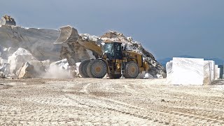 CAT 980 wheel loader white marble quarry action [upl. by Ydnis]