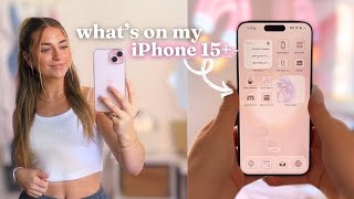 whats on my iPhone 15 📱🎀  pink aesthetic theme new ios 17 new features [upl. by Vincenty376]