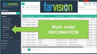 WORKORDER Information in ERPFarvision Software  Help full for Billing Engineer civilengineering [upl. by Massimo992]