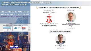 4th Annual Capital Link German Maritime Forum  German Shipping Award amp Keynote Discussion [upl. by Atnohsal]