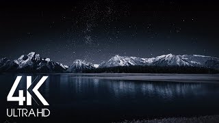 8 Hours Nighttime Ambience  4K Grand Teton and Milky Way  Nature soundscapes [upl. by Esinel]