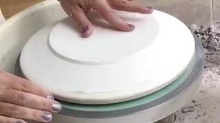 Using the pottery wheel to throw dinner plates on plaster forms [upl. by Notsirk]