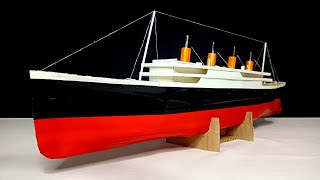 Cardboard ship Titanic how to make a model of a ship with a motor [upl. by Ahsinna]