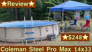 coleman steel pro max 14’ x 33” pool review coleman bestway steelmaxpro intexpool [upl. by Elane]