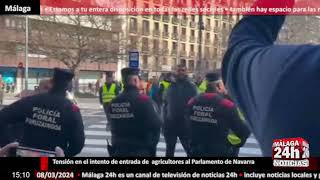 🔴Noticia  Tensión en el intento de entrada de agricultores al Parlamento de Navarra [upl. by Guidotti964]