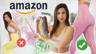 Amazon SEAMLESS leggings UNDER 20  Amazon gym leggings try on haul review Running Girl SUUKSESS [upl. by Freddy248]