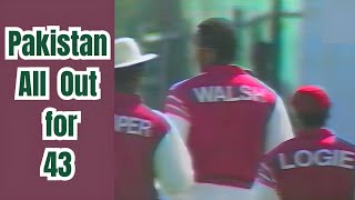 Pakistan All Out for 43  Courtney Walsh unplayable fast bowling  Pakistan vs West Indies 1993 [upl. by Lelith]