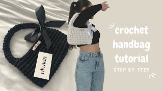 CROCHET HANDBAG TUTORIAL  aesthetic crochet  beginner friendly step by step [upl. by Genevra]