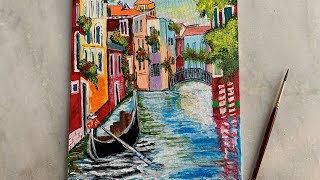 Venice  city in Italy  Venice City Painting  Acrylic Color Painting [upl. by Ettedualc]