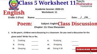 EDMC Class 5 English Worksheet 11 Topic  Class Discussion  Worksheet Solutions with Explanation [upl. by Marys580]