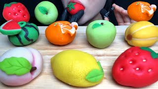 SUB ASMR 과일 화과자 먹방 수박 귤 참외 복숭아 딸기 레몬 사과 화과자 fruit wagashi mukbang eatingsounds eatingshow [upl. by Alyda]