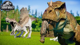 HYPO SPINOSAURUS vs HYBRID TREX  Jurassic World Evolution [upl. by Swehttam30]