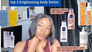 5 BEST BRIGHTENING BODY LOTIONS FOR GLOWING SKIN top most effectively lighten your skin [upl. by Irrem]