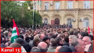 quotWe dont want Russiaquot  Protest rally held against Russian laws in socalled Abkhazia republic [upl. by Eiduam]