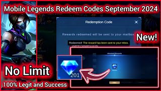 6 Mobile Legends Redeem Codes September 19 2024  MLBB New Diamond redeem codes 100 Legit amp Success [upl. by Amarette]