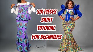 Six Pieces Skirt Tutorial How to Cut a Six Pieces Skirt Easily using the Free Hand Method [upl. by Notnad]