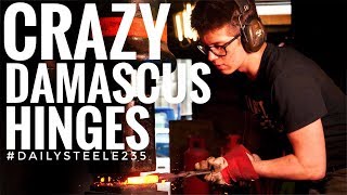 FORGING CRAZY DAMASCUS STEEL HINGES [upl. by Nyleuqcaj]