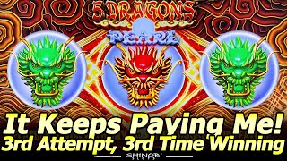 This Slot Keeps Paying Me 3rd Attempt 3rd BIG WIN in NEW 5 Dragons Pearl slot machine at Yaamava [upl. by Nakhsa]