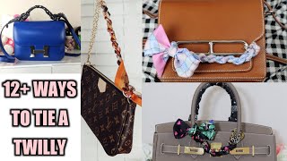 12 WAYS TO TIE A TWILLY SCARF  ACCESSORISE YOUR HANDBAG PROTECT HANDLES amp MAKE A STRAP [upl. by Levina]