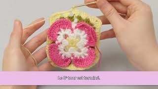 Crochet en 3D facile  Le premier carré  Fleur de cornouiller  TOURS 8 ET 9 [upl. by Otrebliw]