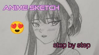 how to draw anime face and body  how to draw yor forger from spy x family  step by step [upl. by Alexandre]