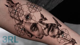 BLACK and GREY MARCUS AURELIUS TATTOO  TIMELAPSE [upl. by Idnib]