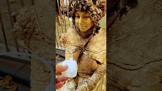 Gold Lady Maria 2024 IPhone charger goldstatue trending cosplay statue mariatheresa emmalina [upl. by Stannwood]