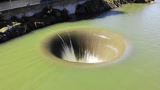 Massive Calif reservoir spillway draws tourists [upl. by Willard319]