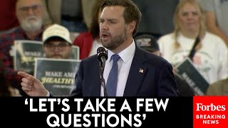 JUST IN JD Vance Takes Questions From Reporters Speaks To Supporters In Saginaw Michigan [upl. by Sices]