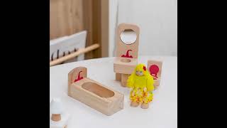 Doll House Toy Simulation Play House Game Wooden Mini Furniture Role Playing Game Doll House [upl. by Nabru]