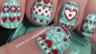 Winter Sweater Nail Art Tutorial on Short Nails  ArcadiaNailArt [upl. by Nyleuqcaj]