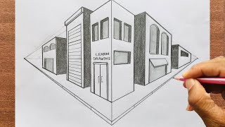 How to Draw a City in TwoPoint Perspective For Beginners  3D Drawing [upl. by Ikey]