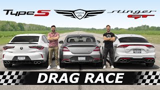 2021 Acura TLX Type S vs Genesis G70 vs Kia Stinger GT  DRAG amp ROLL RACE [upl. by Nylecoj793]