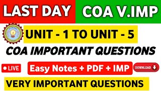 🔴COA Most Important Questions BCS302  COA Unit 1 To Unit 5 Most important Questions BCS302  PYQs [upl. by Irim]