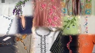 Beautiful hand embroidery neck designs for girlshath ki Kadhai ky gala designs [upl. by Bella]