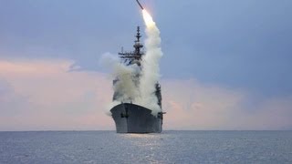 U S Navy Destroyer launches Tomahawk cruise missiles [upl. by Sirrot]