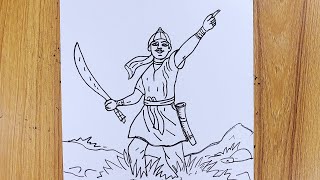 Real time drawing Lachit Borphukan step by step  Beginners drawing Lachit borphukan [upl. by Eelra942]