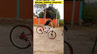 Rolling stopple practice 😲 cyclestunt shorts shortsfeed shortsviral mtb rollingstoppie yt [upl. by Aicilihp]